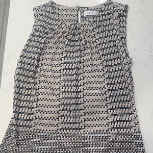 Calvin Klein Black and Cream Patterned Blouse
